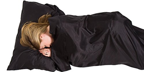 Lifeventure (Black) Silk Ultimate Sleeping Bag Liner, Rectangular Shape, Unisex-Adult, One Size