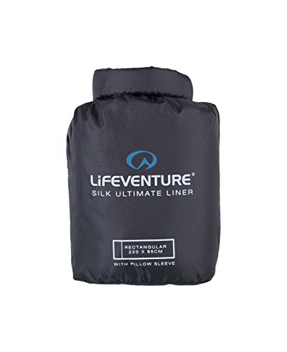 Lifeventure (Black) Silk Ultimate Sleeping Bag Liner, Rectangular Shape, Unisex-Adult, One Size