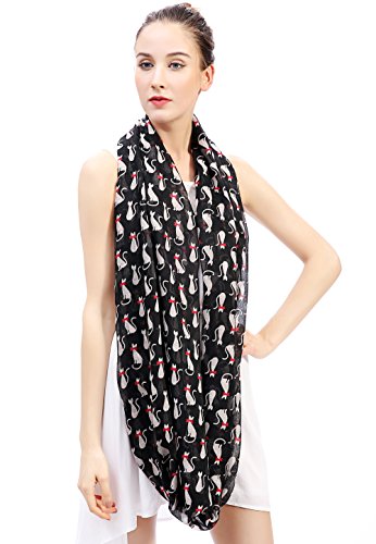 Lina & Lily Bufanda Infinita Snood con Estampado de Gatos (Negro)