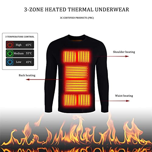 LISI Ropa Interior Calefactable Hombre y Mujer, Camiseta Calefactable para Invierno Chaleco Térmico Eléctrico USB con 3 Temperatura Regulable para Camping Senderismo Esquí Pesca