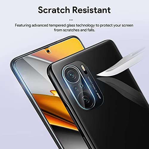 LϟK 5 Pack Protector de Pantalla Compatible con Xiaomi Poco F3 / Xiaomi Mi 11i 5G con 2 Pack Cristal Templado y 3 Pack Protector de Lente de Cámara - Sin Burbujas Dureza 9H Kit Fácil instalación