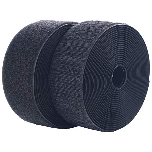 LLPT Cinta de nylon 5 cm x 5 m Cierre de nylon de ancho Almohadilla Cinta de bucle y cinta de gancho, Sin adhesivo cinta de bucle y cinta de gancho, negro (NHB223)