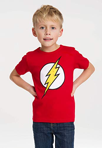 Logoshirt Camiseta para niño Flash - Logotipo, DC Comics - Flash - Logo - Camiseta con Cuello Redondo Rojo - Diseño Original con Licencia, Talla 122/134, 7-9 años