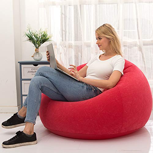 LONEEDY Sofá hinchable para sillas, tumbonas para juegos, interior y exterior, camping, jardín, elegante, tela de felpa suave para adultos, niños individuales (rojo fosférico)