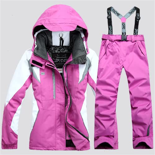 LQIQI Traje De Esquí para Mujer, Transpirable, Cálido Deportes Invierno Chaqueta Impermeable Prueba Viento Pantalones Esquí Conjunto Sudadera Capucha Esquí Trajes Snowboard Esquiar,Style1,S