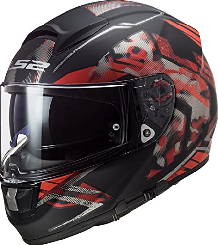 LS2 1039737323XL - Casco de moto Full Face FF397 Vector FT2 Stencil, unisex, negro mate y rojo, 3XL