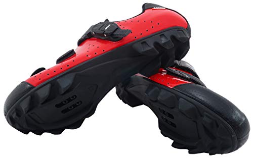 LUCK Zapatillas de Ciclismo MTB ODÍN con Suela de Carbono y Cierre milimétrico de precisión. (42 EU, Rojo)