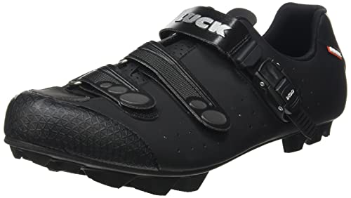 LUCK Zapatillas de Ciclismo MTB ODÍN con Suela de Carbono y Cierre milimétrico de precisión. (45 EU, Negro)