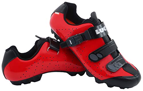 LUCK Zapatillas de Ciclismo MTB ODÍN con Suela de Carbono y Cierre milimétrico de precisión. (45 EU, Rojo)