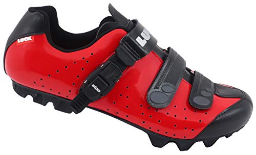 LUCK Zapatillas de Ciclismo MTB ODÍN con Suela de Carbono y Cierre milimétrico de precisión. (45 EU, Rojo)