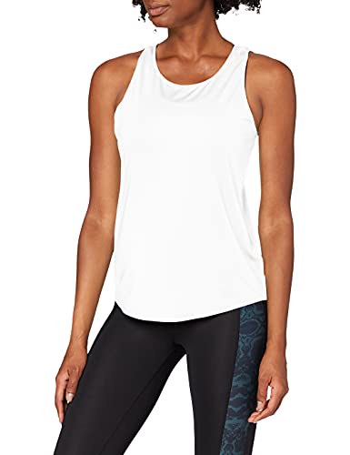 Marca Amazon - AURIQUE Camiseta de Deporte de Tirantes de Doble Capa Mujer, Blanco (White), 42, Label:L