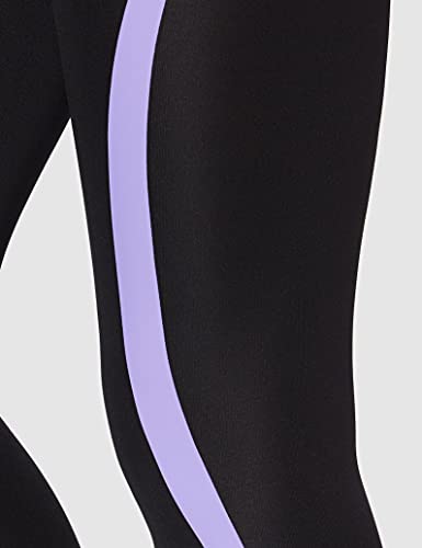 Marca Amazon - AURIQUE Mallas de Deporte Tiro Alto Mujer, Negro (Black/Dahlia Purple), 36, Label:XS