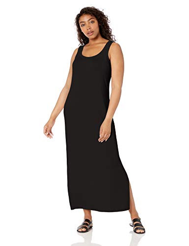 Marca Amazon - Daily Ritual - Maxi vestido de algodón terry súper suave y espalda cruzada, para mujer, Negro, US S (EU S - M)