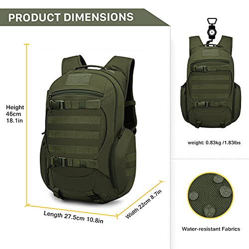 Mardingtop 28/35L Mochila Militar, Mochilas Hombre Deportivas Mochila Tactica Senderismo Moto Deporte Viaje Playa Montaña Negra for Unisex