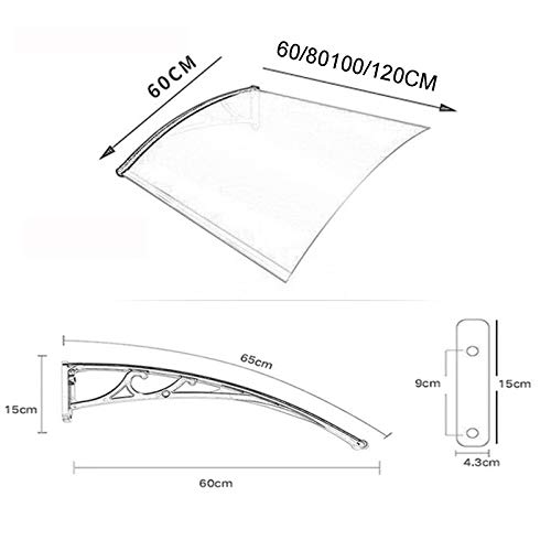 Marquesina Para Aluminio, Toldo Transparente Silencioso, Cortina de Ventana de Villa de Balcón, Cubierta de Puerta de Ventana Para Protección Contra La Lluvia, Nieve Y Luz Solar ( Size : 60*60cm )