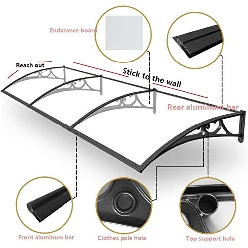 Marquesina Para Aluminio, Toldo Transparente Silencioso, Cortina de Ventana de Villa de Balcón, Cubierta de Puerta de Ventana Para Protección Contra La Lluvia, Nieve Y Luz Solar ( Size : 60*60cm )