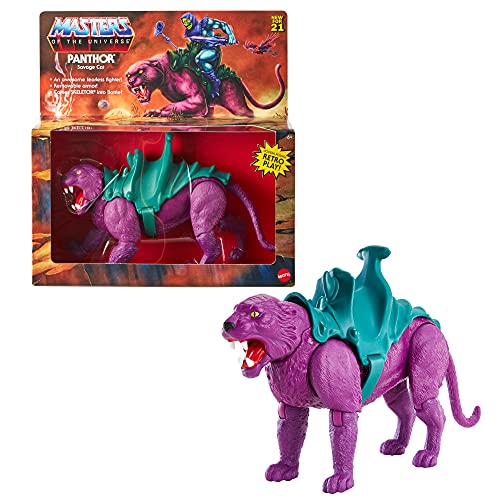 Masters of the Universe (Masters del Universo Orígenes) Figura Panthor, muñeco articulado de juguete con armadura (Mattel GVN49)