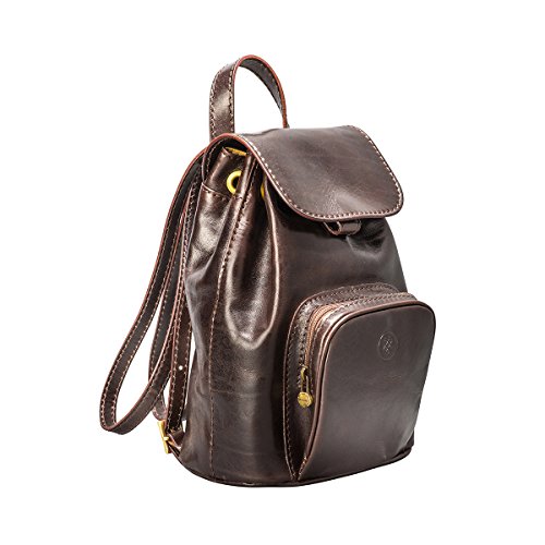 Maxwell Scott® Bolso mochila para mujer en piel Italiana color café (Popolo)