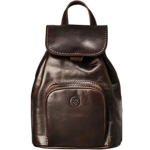 Maxwell Scott® Bolso mochila para mujer en piel Italiana color café (Popolo)