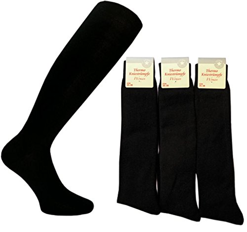 Medias térmicas para mujer | 6 pares de calcetines de invierno para mujer 35-38 / negro