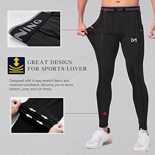 MEETYOO Leggings Hombre, Mallas Running Pantalon Deporte Pantalón de Compresión para Fitness Yoga Gym