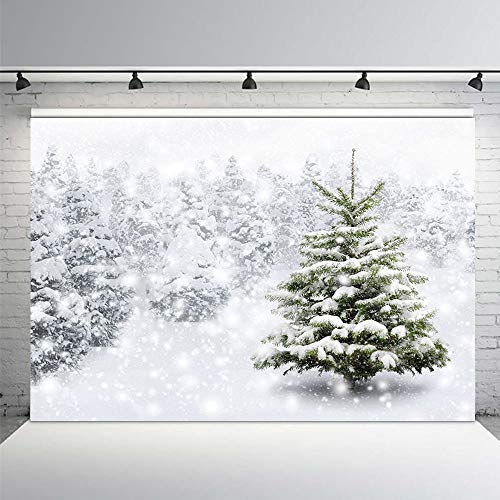 MEHOFOTO - Fondo para estudio fotográfico con diseño invernal de paisaje nevado con pinos. Decoración de fondo para fotografías. 2,5 m x 1,8 m