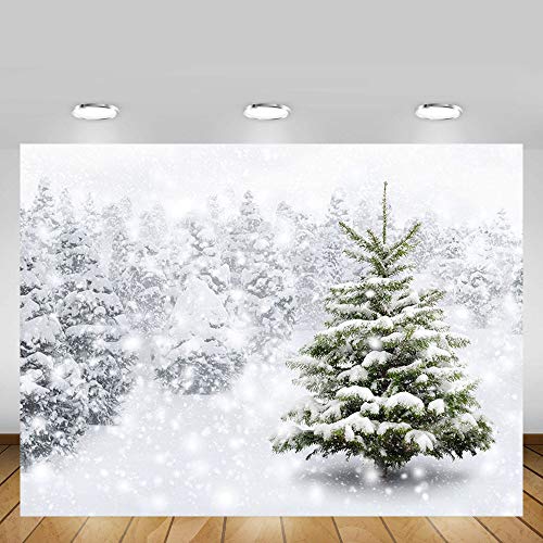 MEHOFOTO - Fondo para estudio fotográfico con diseño invernal de paisaje nevado con pinos. Decoración de fondo para fotografías. 2,5 m x 1,8 m