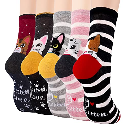 Merclix Calcetines Gatos Mujer, Calcetines Mujer, Calcetines Divertidos Mujer Originales, Regalo Mujer