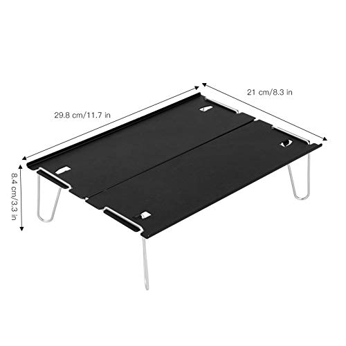 Mesa Plegable de Picnic Vbestlife, Mini Mesa al Aire Libre portátil de aleación de Aluminio para Acampar, Pescar, Caminar(Negro)