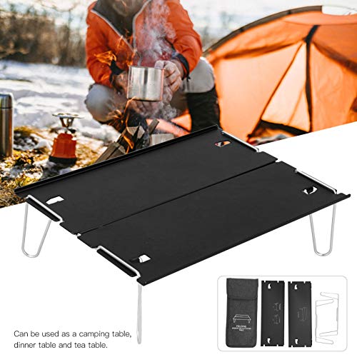 Mesa Plegable de Picnic Vbestlife, Mini Mesa al Aire Libre portátil de aleación de Aluminio para Acampar, Pescar, Caminar(Negro)