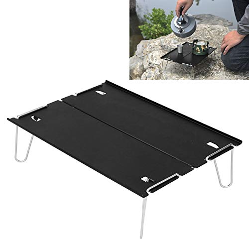 Mesa Plegable de Picnic Vbestlife, Mini Mesa al Aire Libre portátil de aleación de Aluminio para Acampar, Pescar, Caminar(Negro)