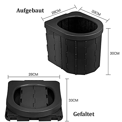 MeXo Inodoro plegable portátil para camping, viajes, senderismo, excursiones, atascos (negro)