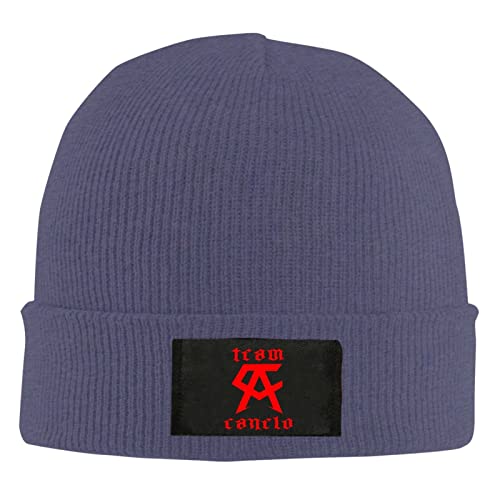 MFBTHGU Gorro de punto Canelo-Alvarez Boxeo Impreso Caliente Calavera Gorras para Hombres Mujeres Unisex Invierno Sombrero, azul marino 3, Talla única