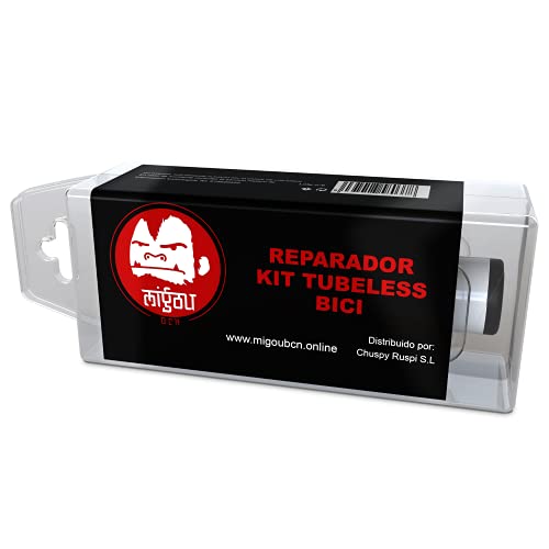 MIGOU BCN Kit Reparacion Tubeless - Vulcanizado Neumáticos Repara pinchazos tamaño Grande Sella Cortes y Rajas Grandes antipinchazo vulcanizante