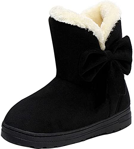 Minetom Mujeres Otoño Invierno Botines Zapatos Calientes Moda Botas Con Bowknot Negro EU 38