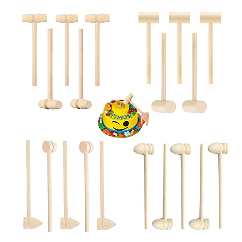 Mini Martillos Pequeño Martillos de Postre martillo de madera de Madera Mazos de Juguete Cangrejos de Madera Mazos de Langosta Martillos de Mariscos para Romper Piñatas de Chocolate(20 Piezas)