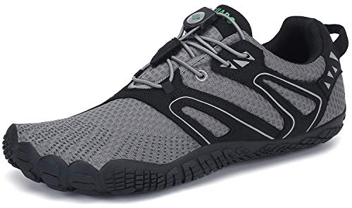 Minimalistas Zapatillas Hombre Mujer Barefoot Zapatillas Ligera Calzado Barefoot Cinco Dedos Zapatos de Trail Respirables Gris 42 EU