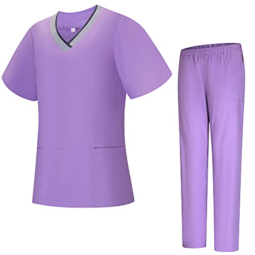 MISEMIYA - Casaca Y PANTALÓN ELÁSTICA Mujer - Uniformes Sanitarios Dentista Uniformes MEDICOS Ref.G7184 - M, Conjuntos Sanitarios G718-38 Lila