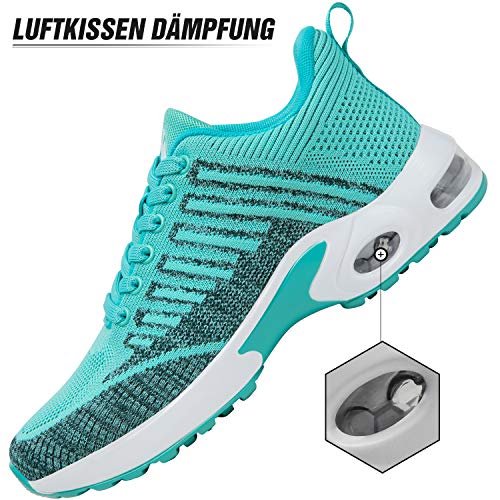 Mishansha Air Zapatos de Running Mujer Antideslizante Zapatillas de Deportes Femenino Ligeros Calzado Jogging Gimnasio Sneakers Verde, Gr.37 EU