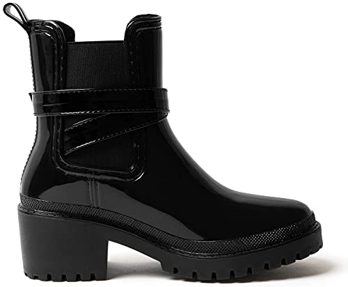 Mishansha Botas de Agua Mujer Impermeables Lluvia Botines Goma Tobillo Boots Wellington Antideslizante para Jardin, Tinta Negro 38 EU