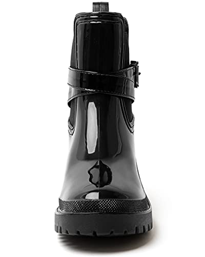 Mishansha Botas de Agua Mujer Impermeables Lluvia Botines Goma Tobillo Boots Wellington Antideslizante para Jardin, Tinta Negro 38 EU