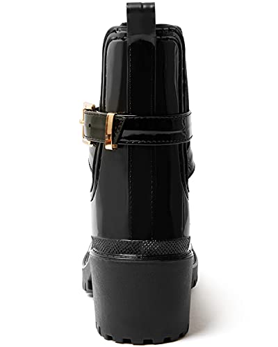 Mishansha Botas de Agua Mujer Impermeables Lluvia Botines Goma Tobillo Boots Wellington Antideslizante para Jardin, Tinta Negro 38 EU