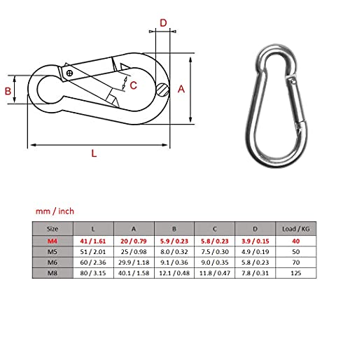 MissZM, llavero de acero inoxidable para mochila al aire libre, camping, senderismo, niños, viajes, pesca, impermeable, resistente al óxido, resistente, multifuncional (10, M4)