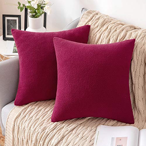 MIULEE 2 Unidades Fundas de cojín para sofá Almohada Caso de Diseño Compuesto de Polar Fleece Cómodo Decoración para Habitacion Juvenil Sofá Comedor Cama Dormitorio Oficina 45 x 45cm Roja