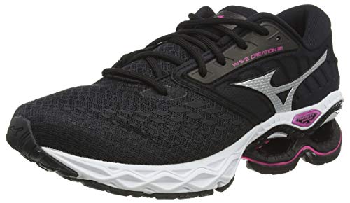 Mizuno Wave Creation 21, Road Running Shoe Mujer, Negro (Black/Phantom/Pinkglo), 38.5 EU