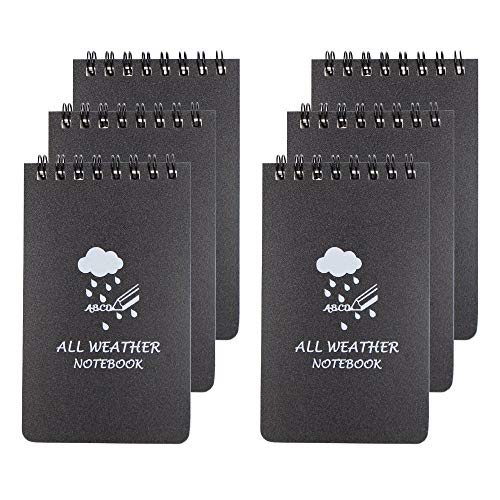 MMBOX All Weather Notebook - Set 6 bloc de notas, diseño impermeable para bolsillo, color negro 3 x 5 Inch