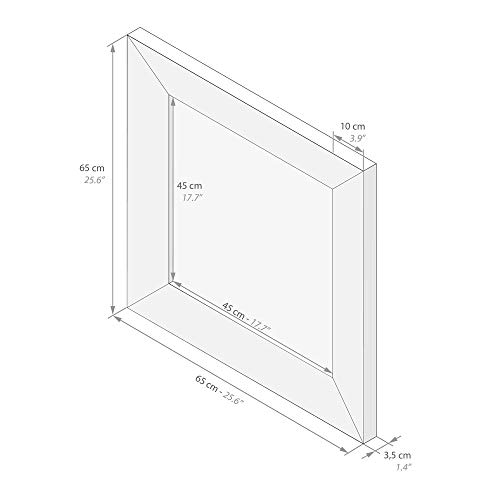 MOBILI FIVER, Espejo de Pared Cuadrado Giuditta, 65 x 65 cm, Color Encina, Aglomerado y Melamina/Vidrio, Made in Italy
