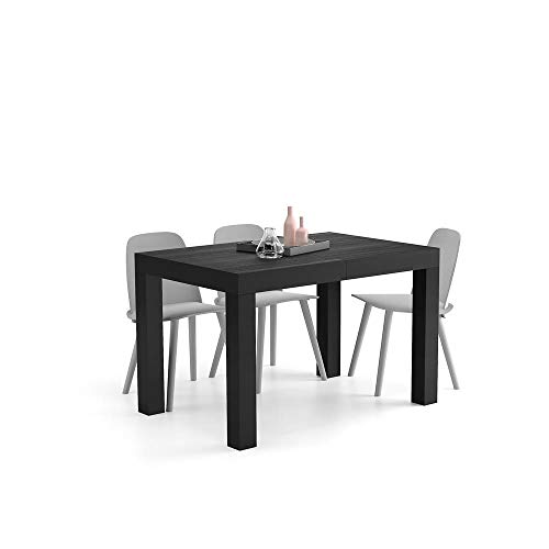 MOBILI FIVER, Mesa de Cocina Extensible, Modelo First, Color Negro Ceniza, 120 x 80 x 76 cm, Made in Italy