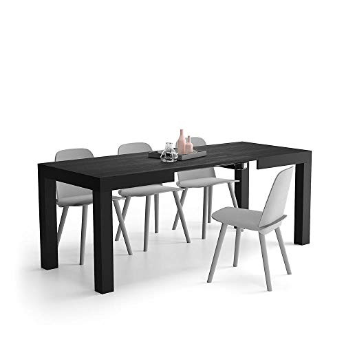 MOBILI FIVER, Mesa de Cocina Extensible, Modelo First, Color Negro Ceniza, 120 x 80 x 76 cm, Made in Italy