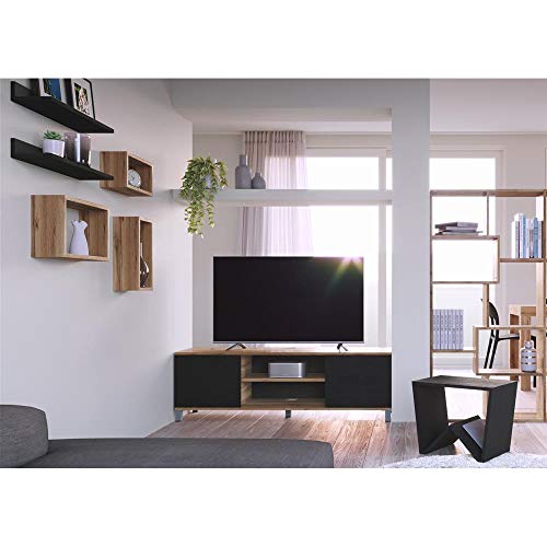 MOBILI FIVER, Set de 3 estantes de Pared rectangulares Giuditta, Color Roble Oscuro - Wenguè, Aglomerado y Melamina, Made in Italy